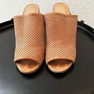 Perforated Peep Toe Mules